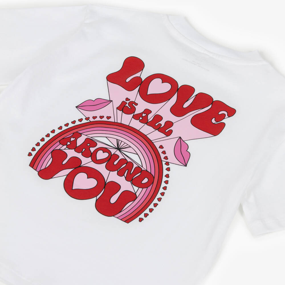 Stella McCartney Kids-Girls White Cotton Stella Love T-Shirt | Childrensalon Outlet