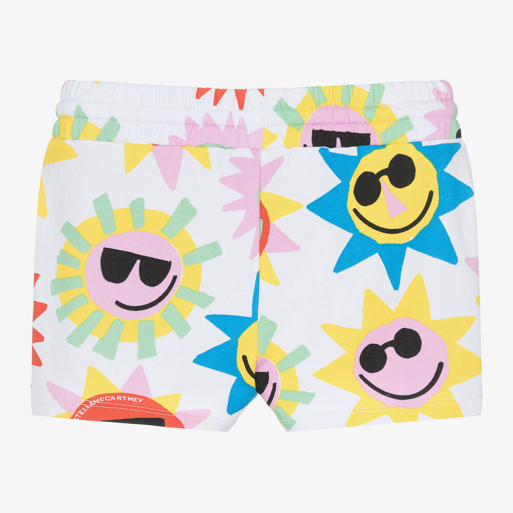 Stella McCartney Kids-Girls White Cotton Sun Print Shorts | Childrensalon Outlet