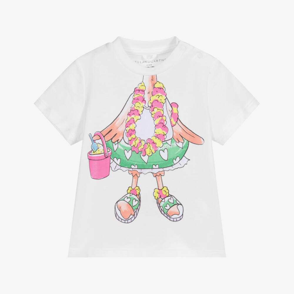 Stella McCartney Kids-Girls White Cotton T-Shirt  | Childrensalon Outlet