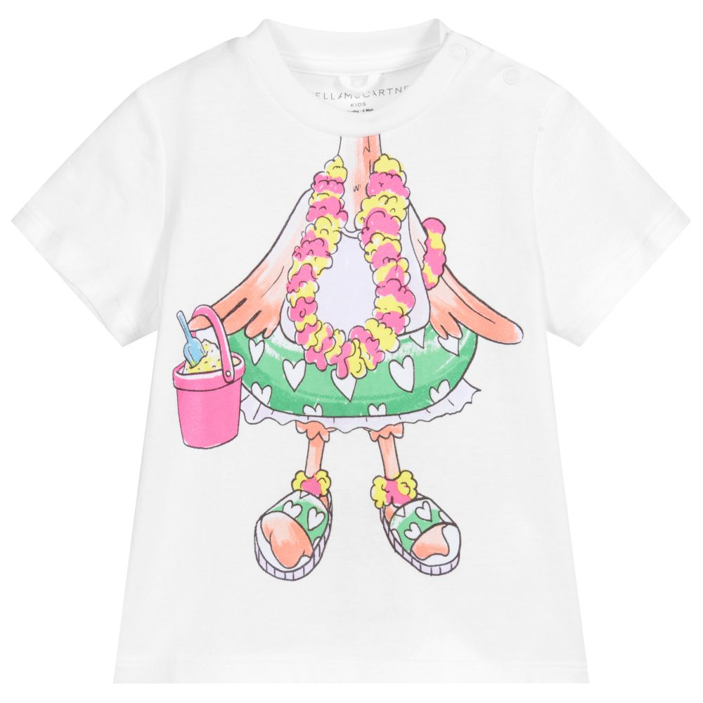 Stella McCartney Kids - Girls White Cotton T-Shirt  | Childrensalon