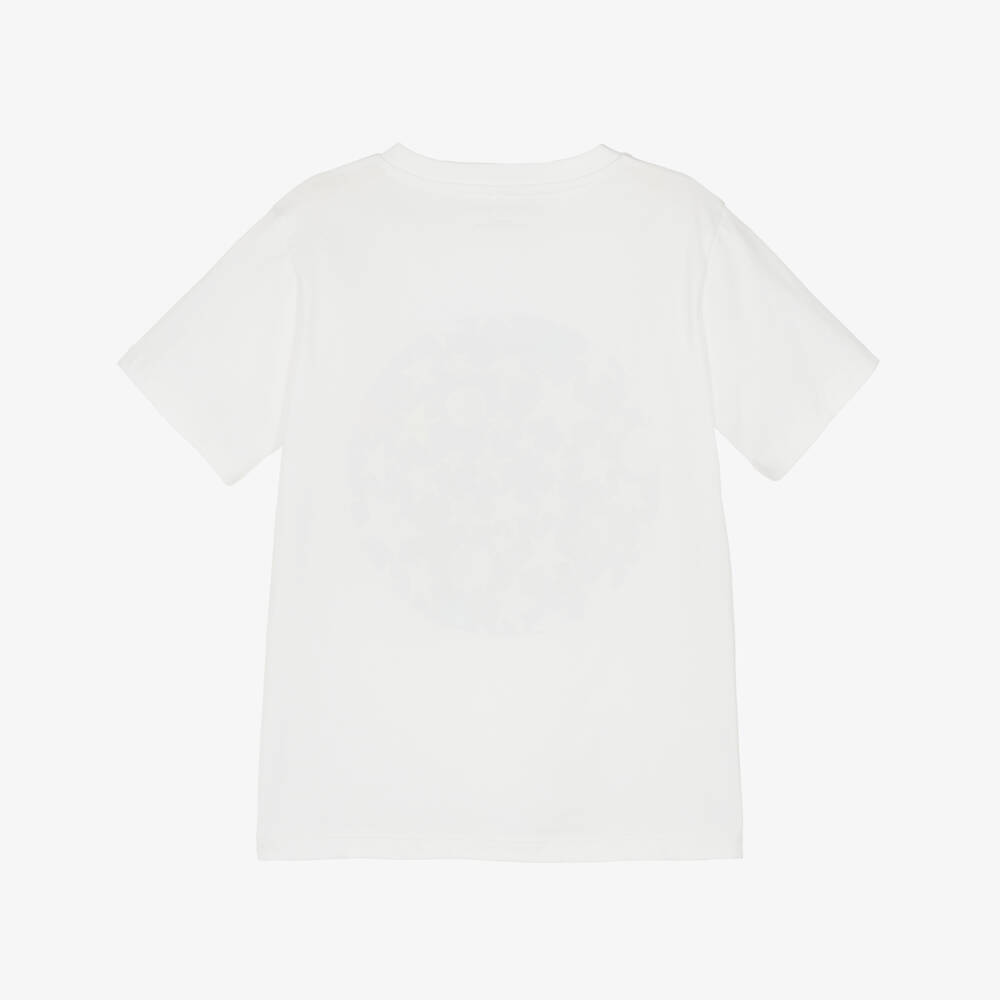 Stella McCartney Kids-Girls White Cotton T-Shirt with Blue Star Print | Childrensalon Outlet