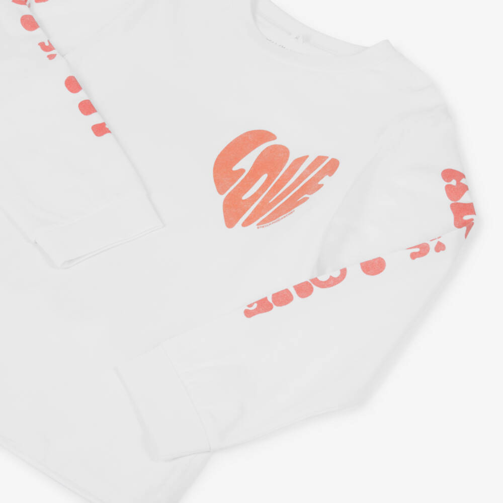 Stella McCartney Kids-Футболка из хлопка с белым сердцем для девочек | Childrensalon Outlet