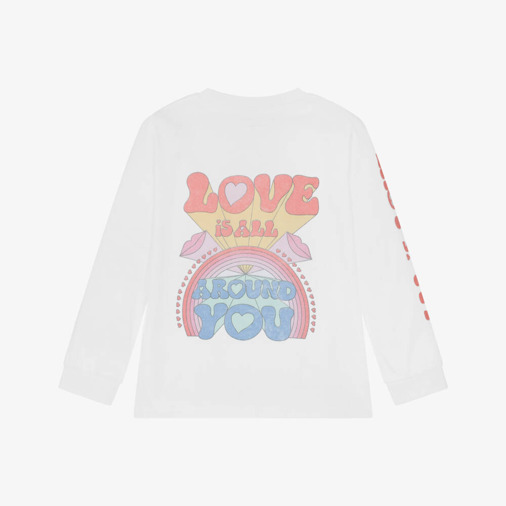 Stella McCartney Kids-Футболка из хлопка с белым сердцем для девочек | Childrensalon Outlet