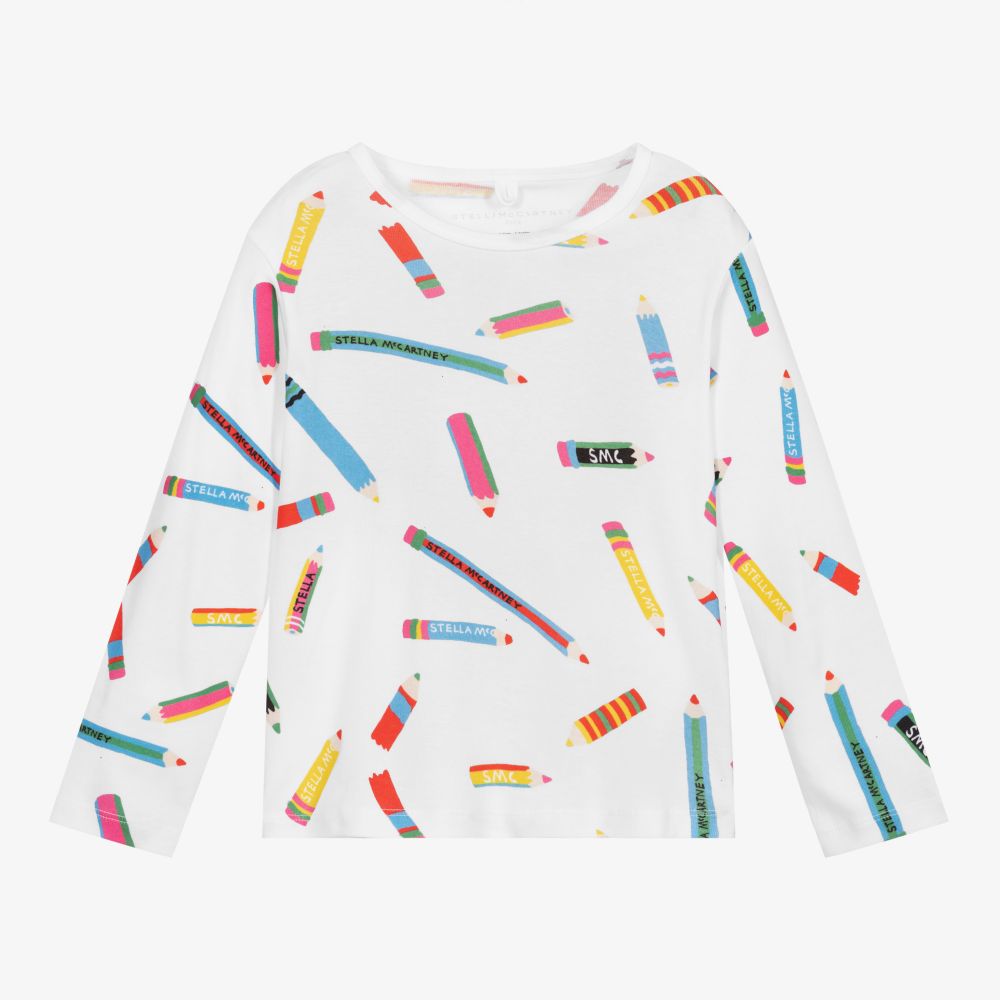 Stella McCartney Kids - Girls White Cotton Top | Childrensalon