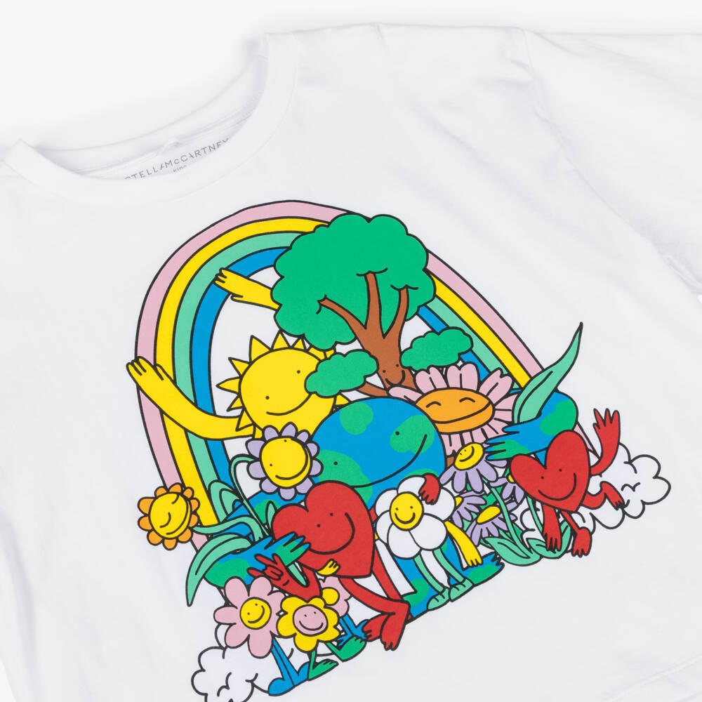 Stella McCartney Kids-Girls White Cropped & Oversize T-Shirt | Childrensalon Outlet