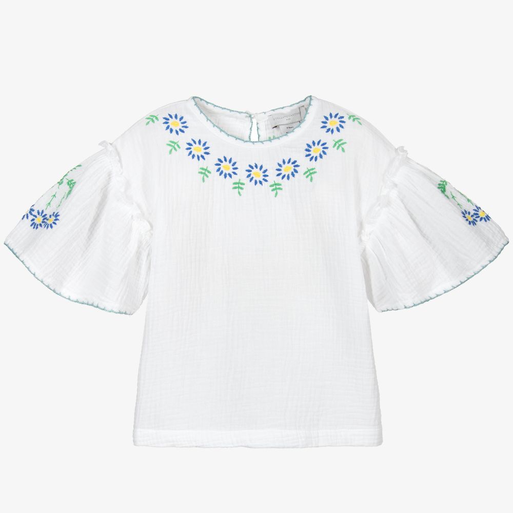 Stella McCartney Kids - Girls White Embroidered Blouse | Childrensalon