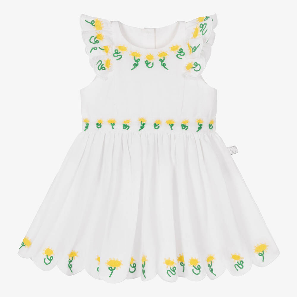 Stella McCartney Kids-Girls White Embroidered Floral Dress | Childrensalon Outlet