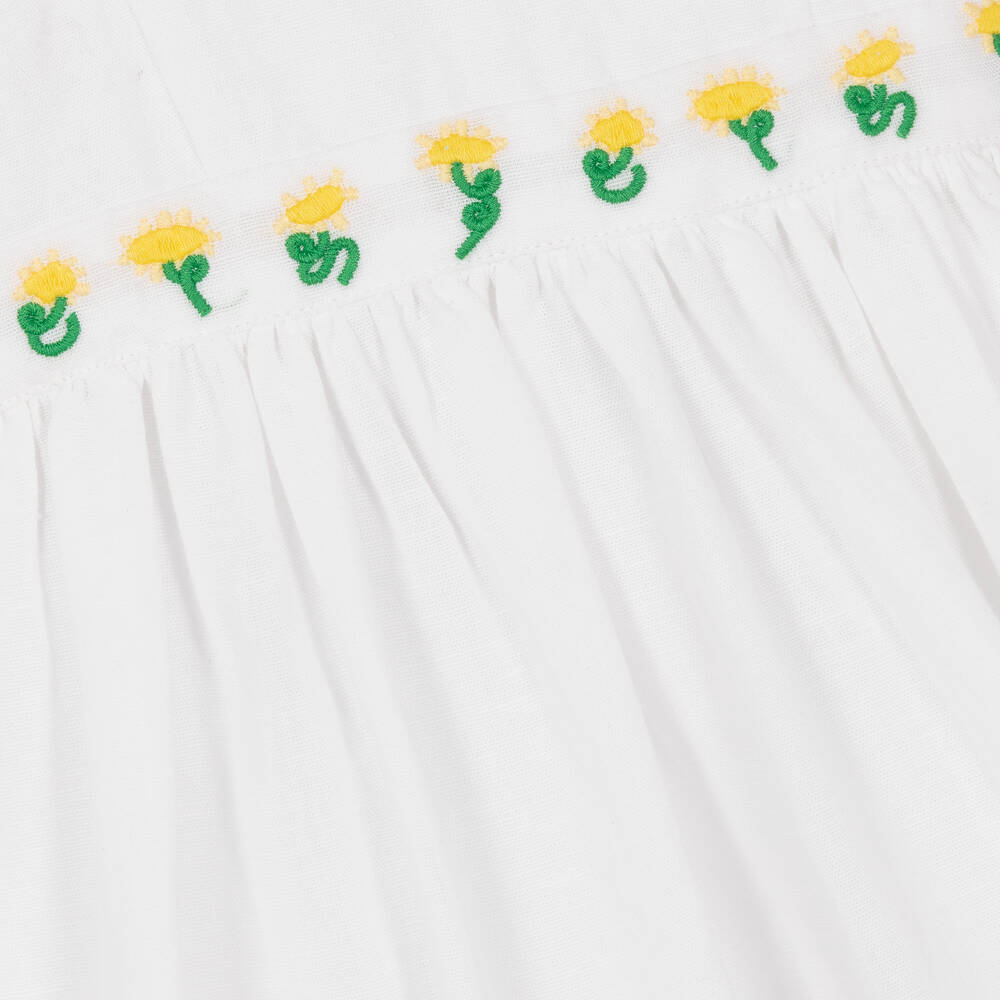 Stella McCartney Kids-فستان أطفال بناتي قطن وكتان مطرز لون أبيض | Childrensalon Outlet