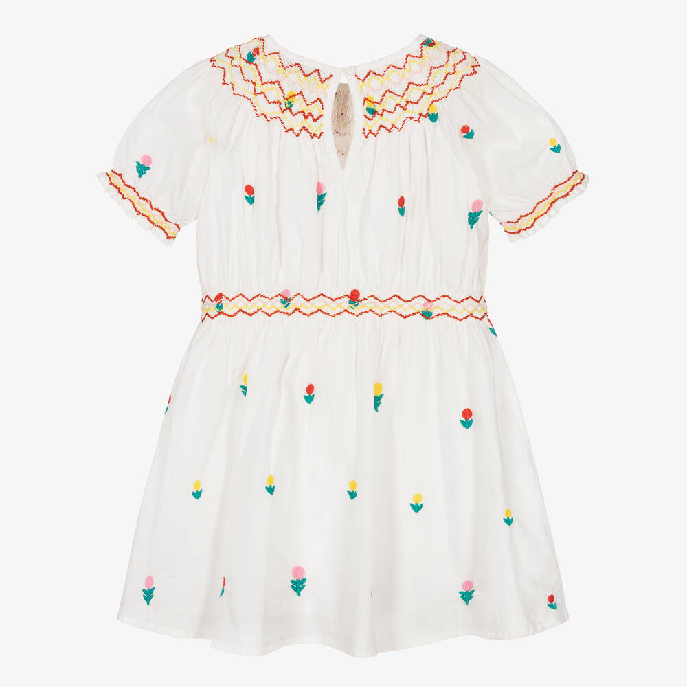 Stella McCartney Kids Girls White Embroidered Flower Dress