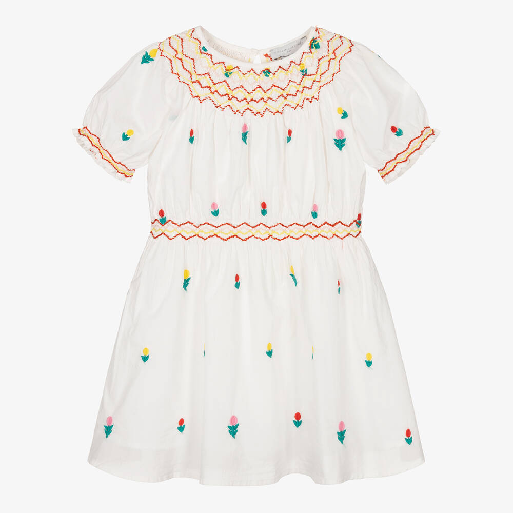 Stella McCartney Kids - Robe blanche brodées à fleurs fille | Childrensalon