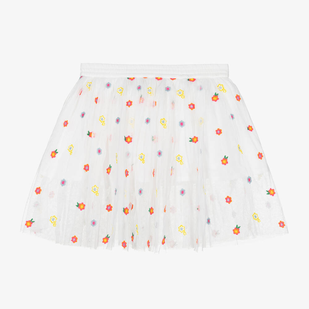 Stella McCartney Kids - Girls White Embroidered Tulle Skirt | Childrensalon