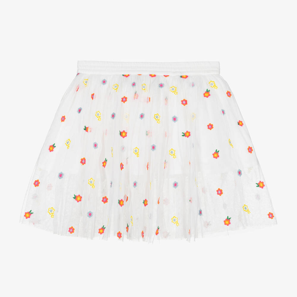 Stella McCartney Kids - Jupe blanche brodée en tulle fille | Childrensalon