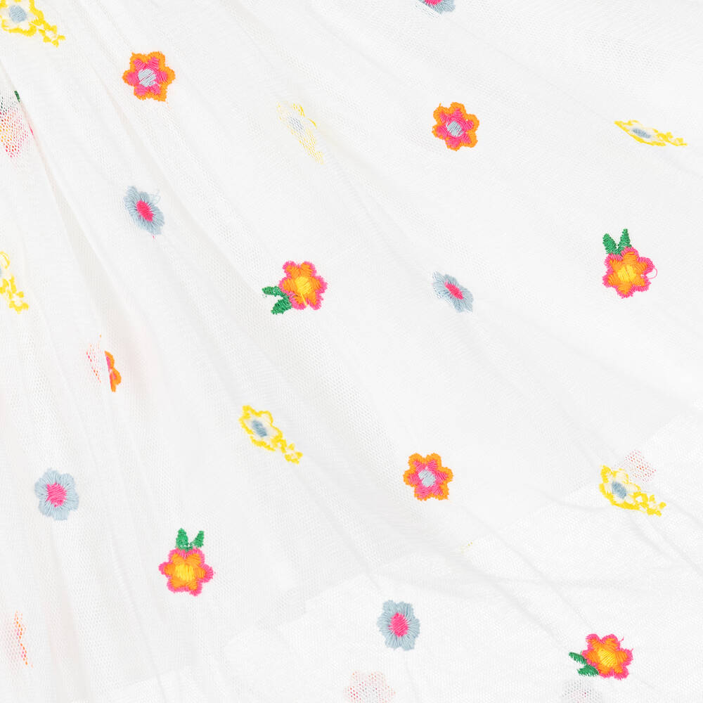 Stella McCartney Kids-Белая юбка из тюля с вышивкой | Childrensalon Outlet