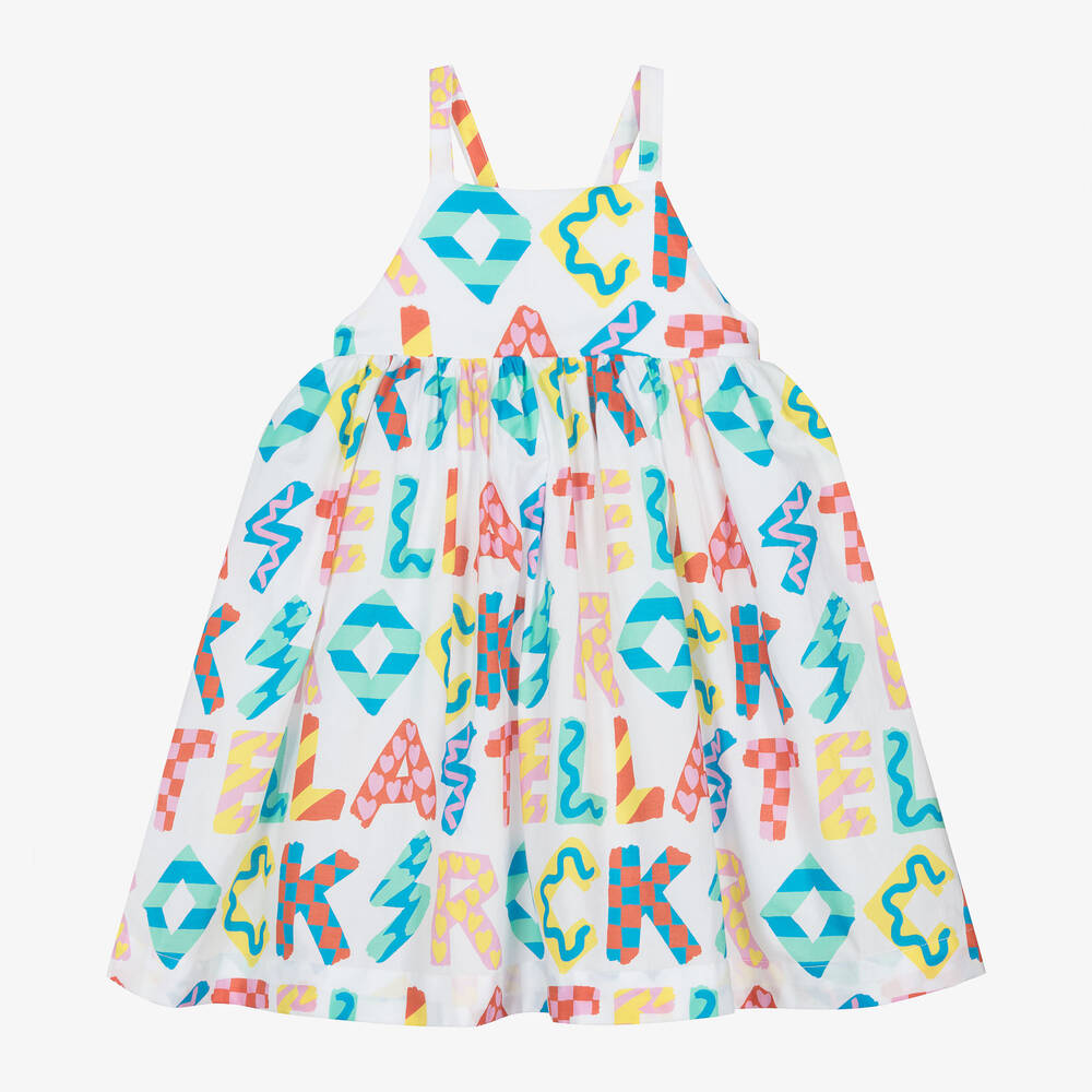 Stella McCartney Kids-Girls White Graphic Cotton Dress | Childrensalon Outlet