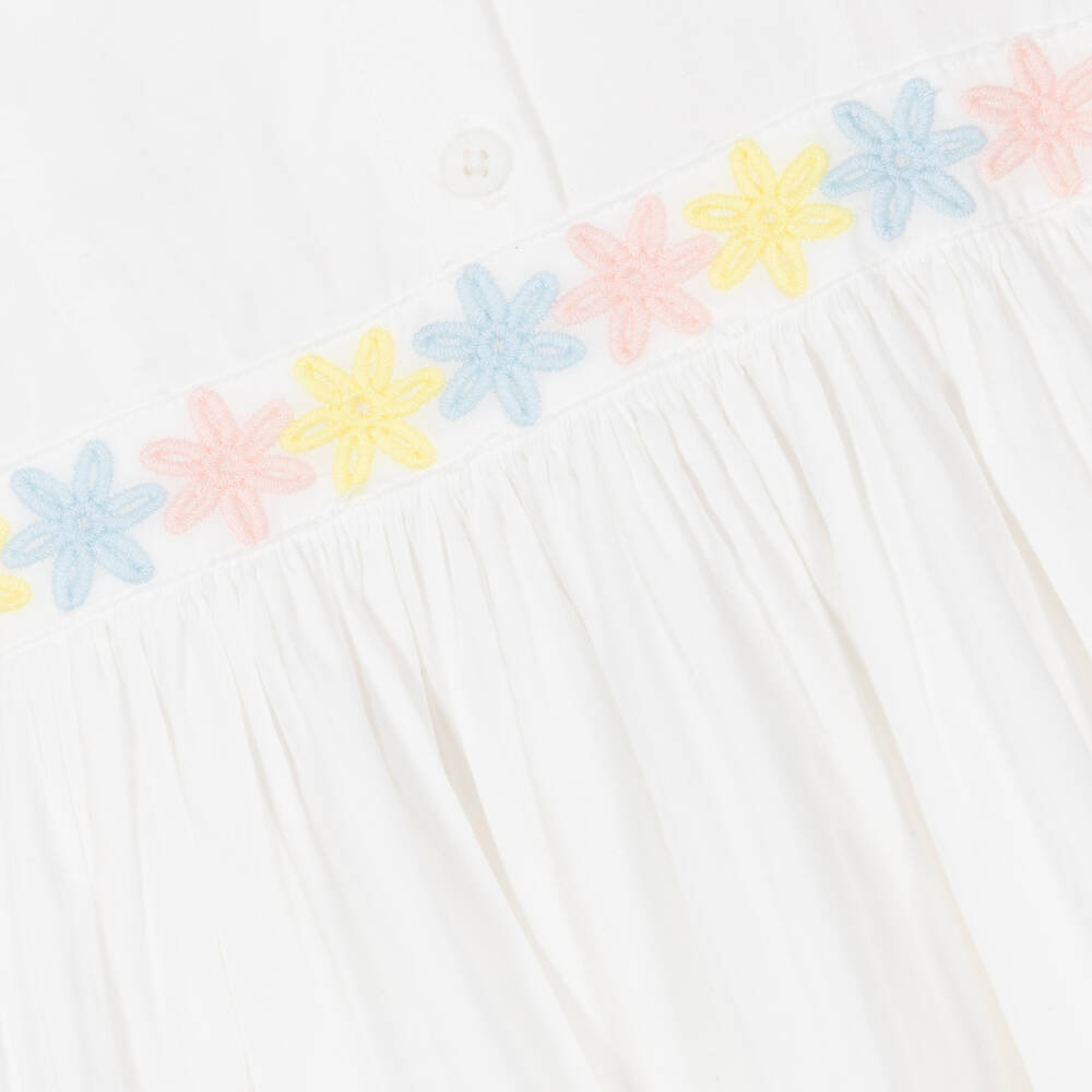 Stella McCartney Kids-Белое платье из органического хлопка с вышивкой | Childrensalon Outlet