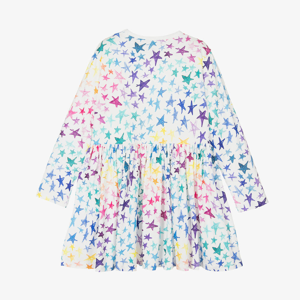 Stella McCartney Kids-Girls White Organic Cotton Star Dress | Childrensalon Outlet