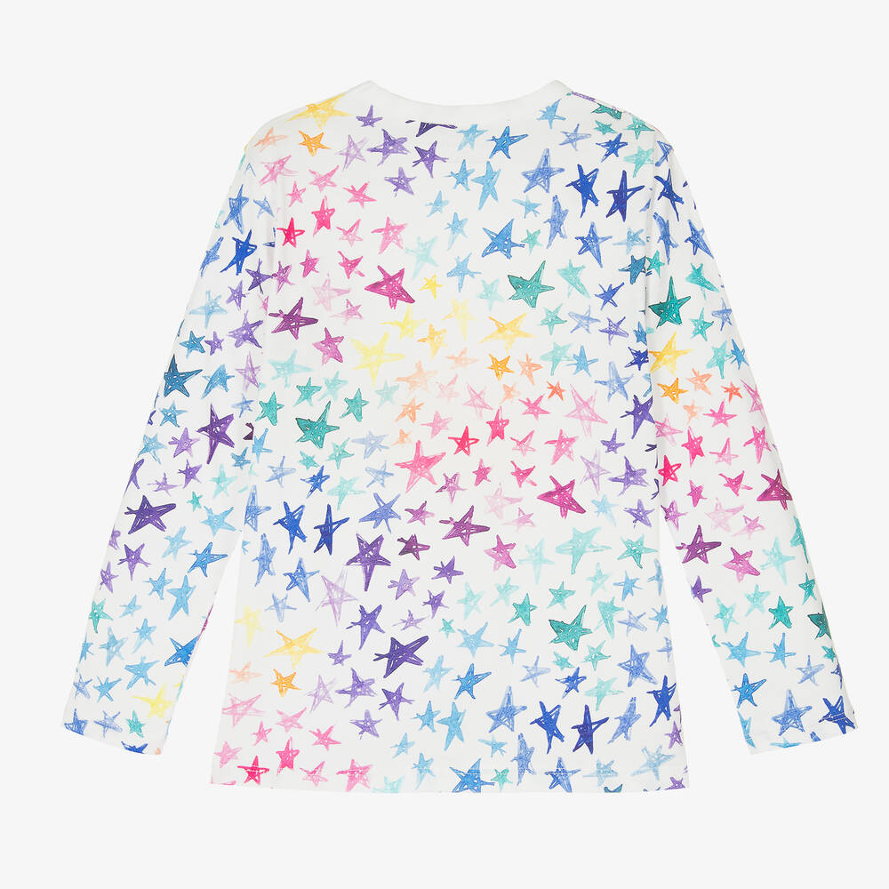 Stella McCartney Kids-Белый топ из органического хлопка со звездочками | Childrensalon Outlet