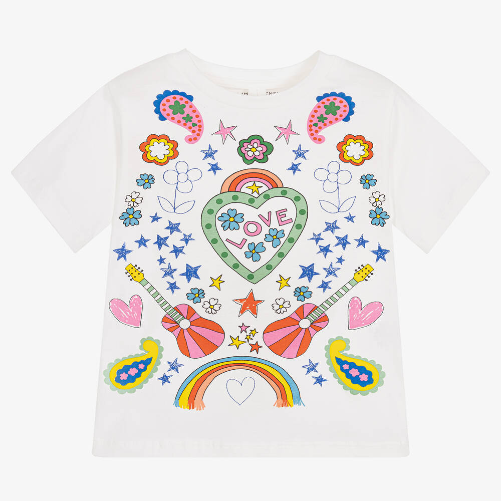 Stella McCartney Kids - T-shirt blanc en coton bio fille | Childrensalon