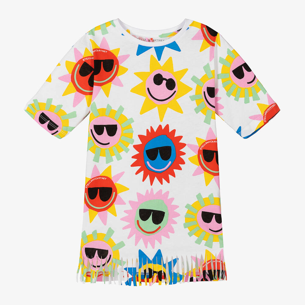 Stella McCartney Kids Girls White Organic Cotton T Shirt Dress Childrensalon Outlet