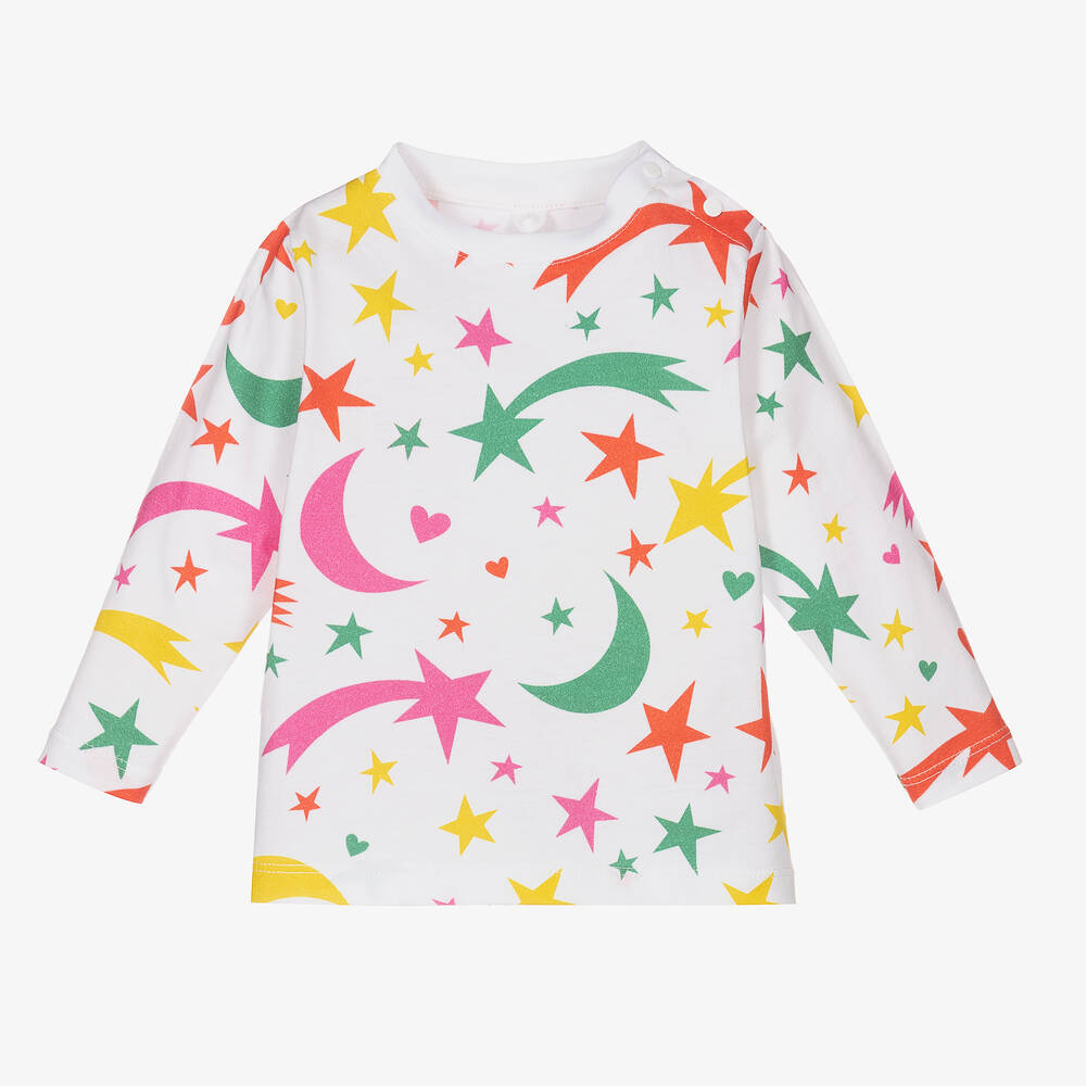 Stella McCartney Kids - توب أطفال بناتي قطن عضوي لون أبيض | Childrensalon