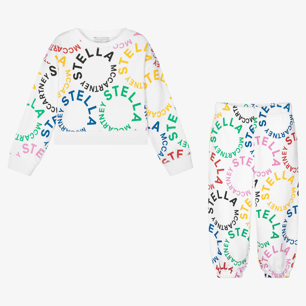 Stella McCartney Kids-Girls White Organic Cotton Tracksuit | Childrensalon Outlet