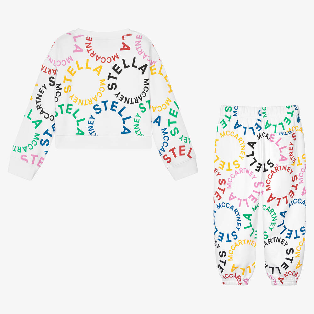 Stella McCartney Kids-Girls White Organic Cotton Tracksuit | Childrensalon Outlet