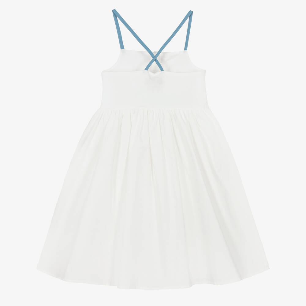 Stella McCartney Kids-Girls White Sleeveless Dress with Scalloped Trims | Childrensalon Outlet