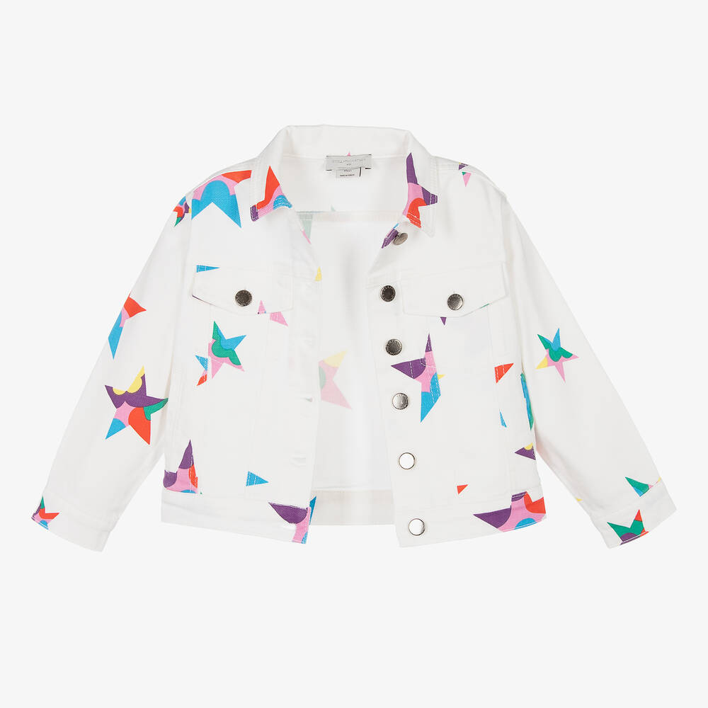 Stella McCartney Kids Girls White Star Print Denim Jacket