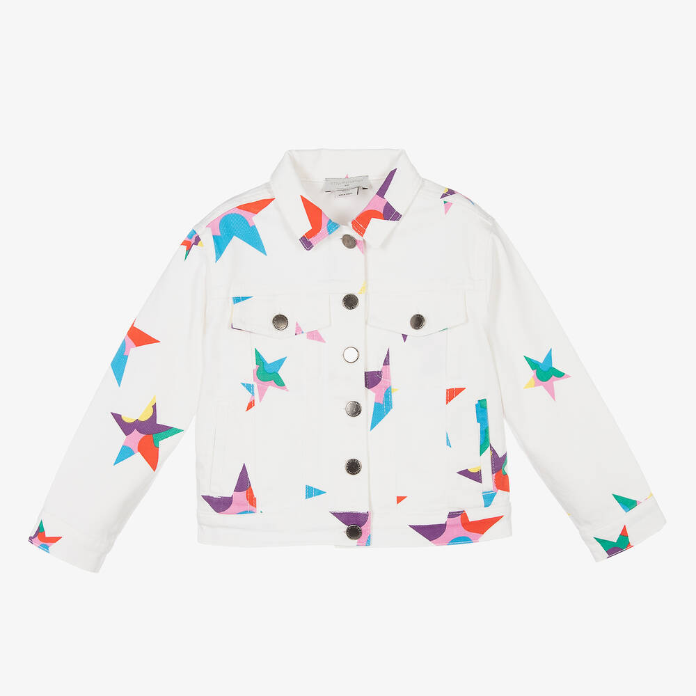 Stella McCartney Kids - Weiße Jeansjacke mit Stern-Print | Childrensalon