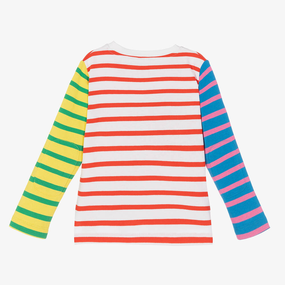 Stella McCartney Kids-Girls White Striped Slogan Top | Childrensalon Outlet