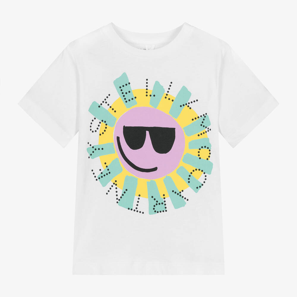 Stella McCartney Kids-Girls White Sun Graphic T-Shirt | Childrensalon Outlet