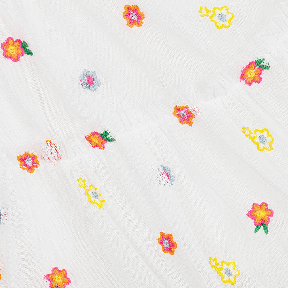Stella McCartney Kids-Girls White Tulle Flower Dress | Childrensalon Outlet