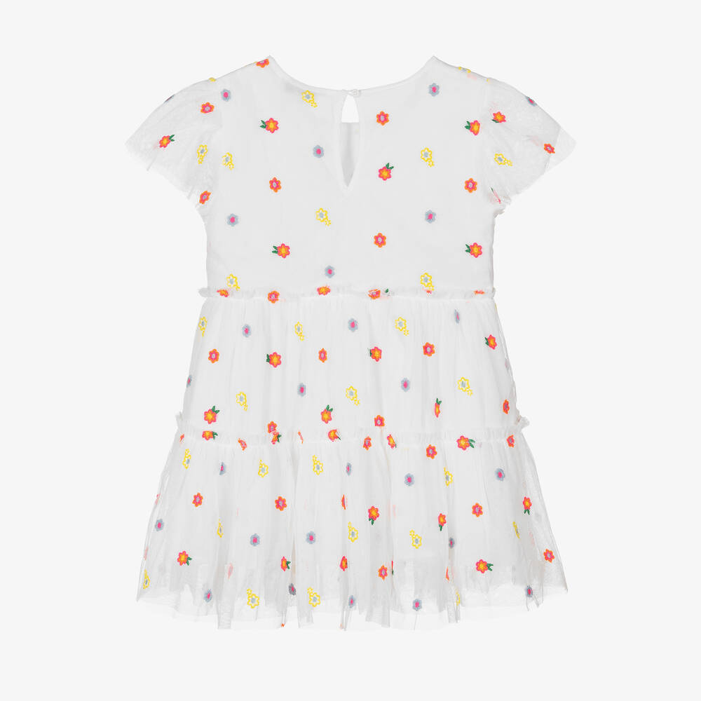 Stella McCartney Kids-Girls White Tulle Flower Dress | Childrensalon Outlet