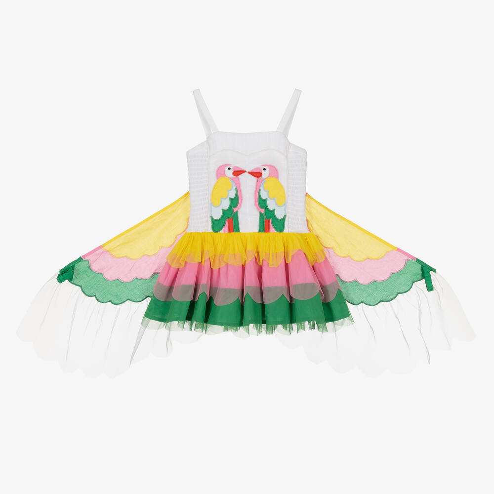 Stella McCartney Kids - Girls White Tulle Parrot Wings Dress | Childrensalon