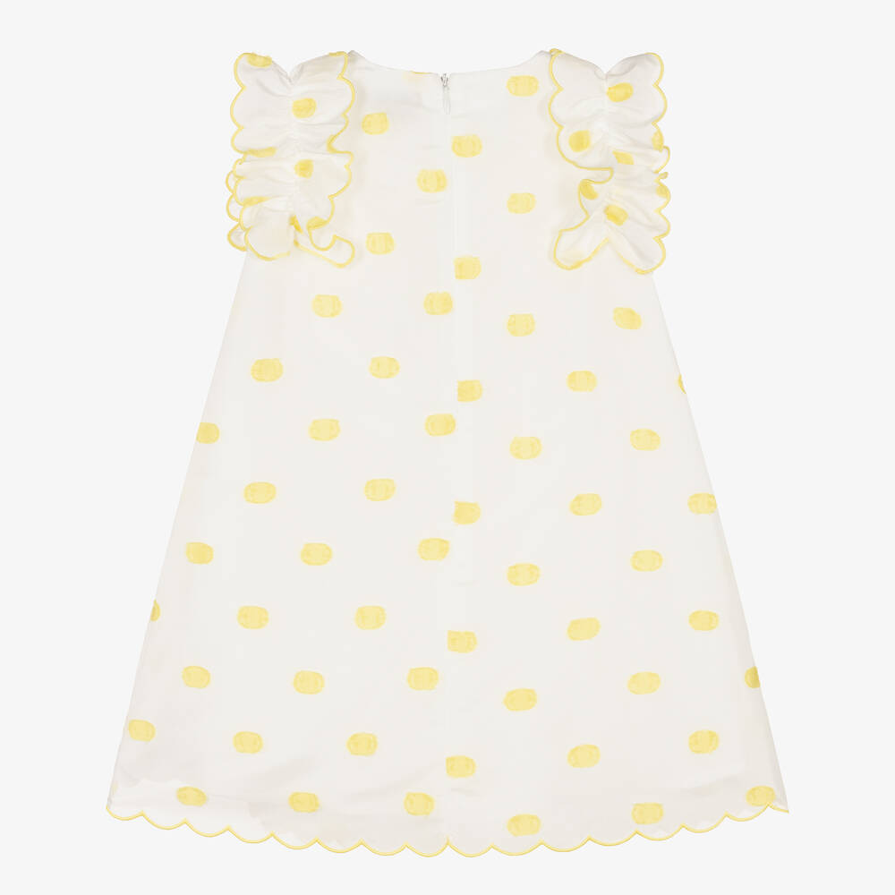 Stella McCartney Kids-Girls White & Yellow Polka Dot Dress | Childrensalon Outlet