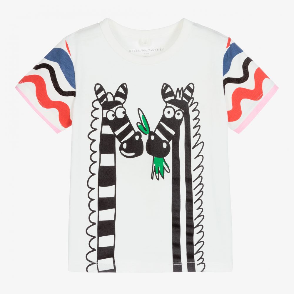 Stella McCartney Kids - Girls White Zebra T-Shirt | Childrensalon