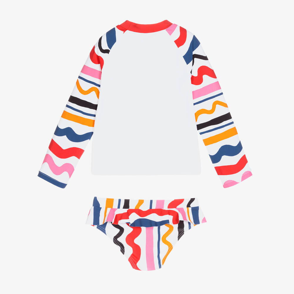 Stella McCartney Kids-Girls White Zebra Tankini (UPF50+) | Childrensalon Outlet