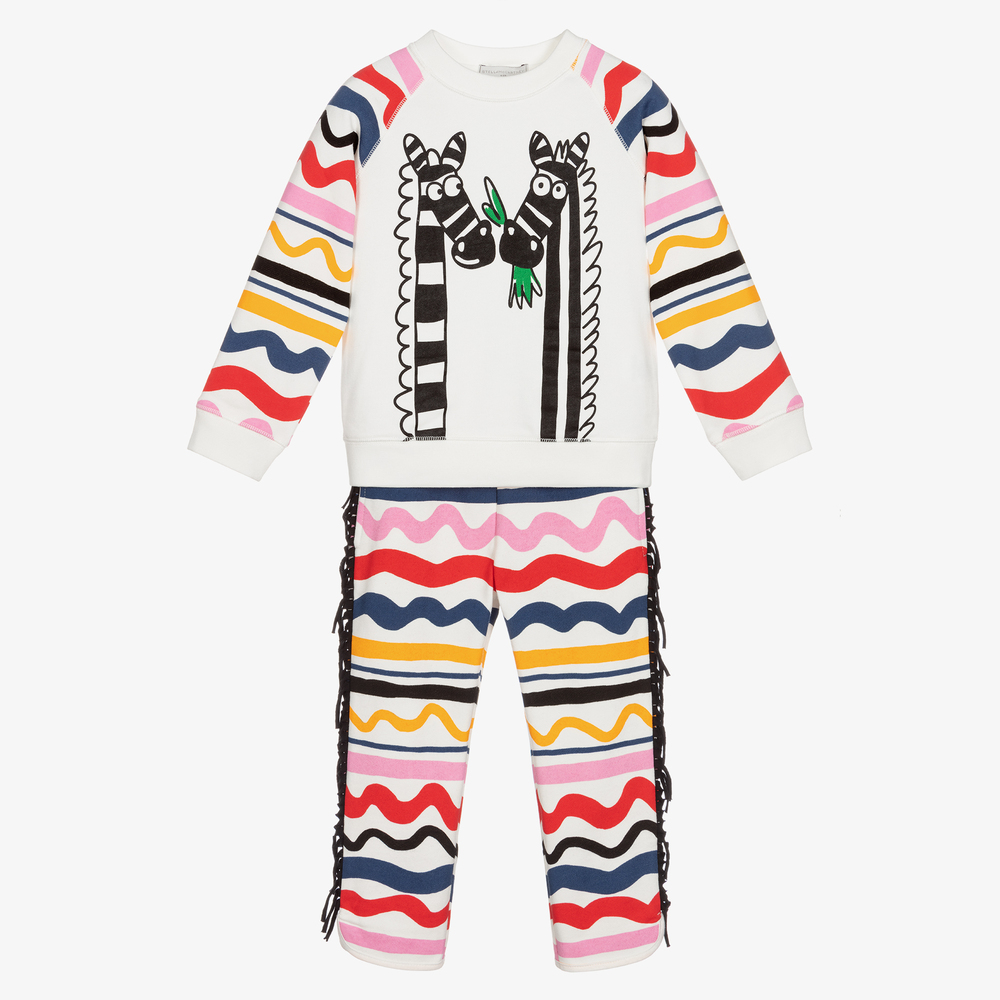 Stella McCartney Kids - Weißer Trainingsanzug mit Zebra-Print (M) | Childrensalon