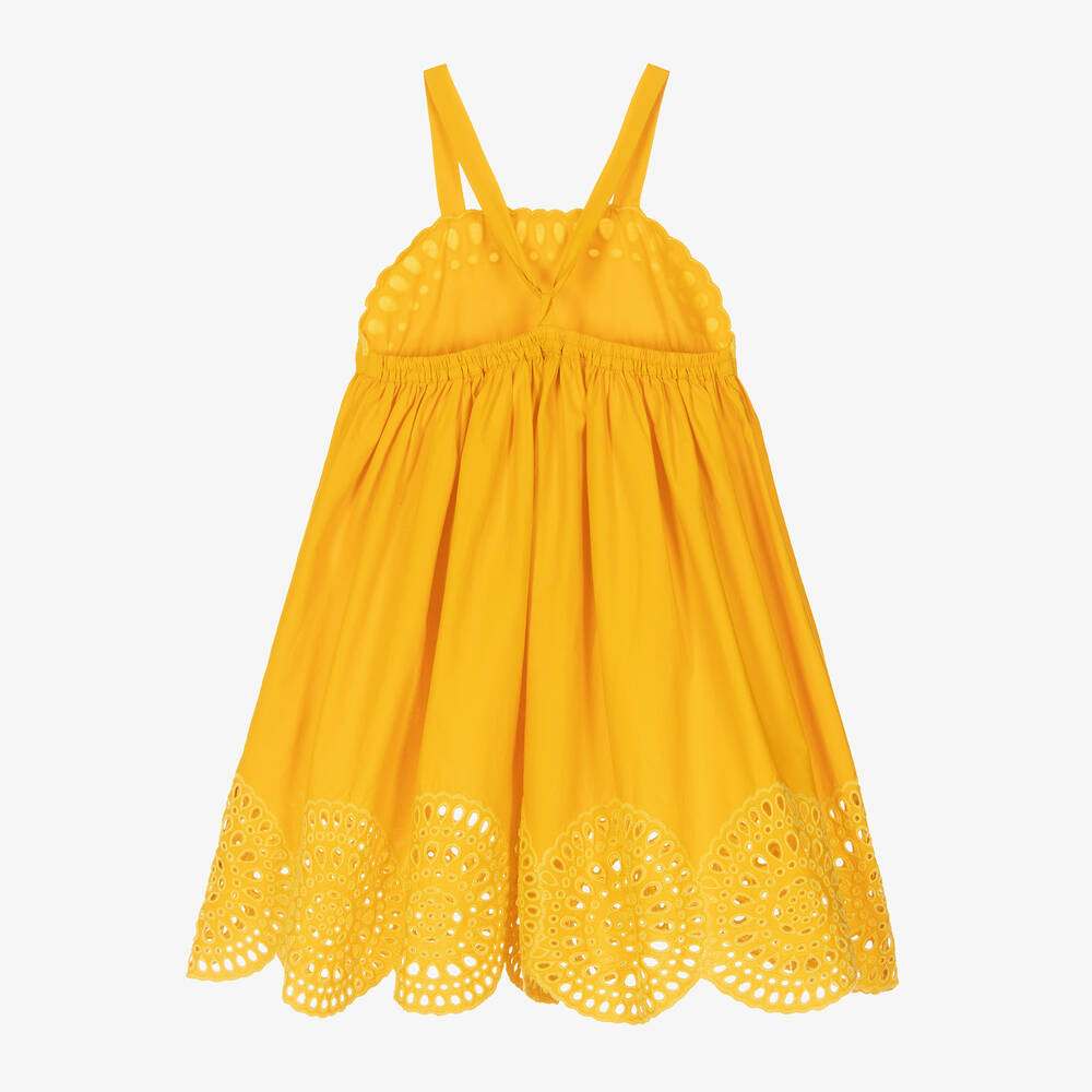 Stella McCartney Kids-Girls Yellow Broderie Anglaise Dress | Childrensalon Outlet
