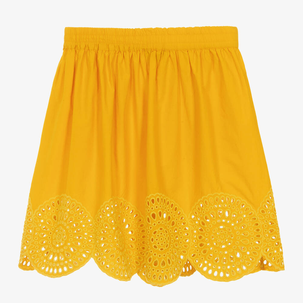 Stella McCartney Kids - Girls Yellow Cotton Sunflower Skirt