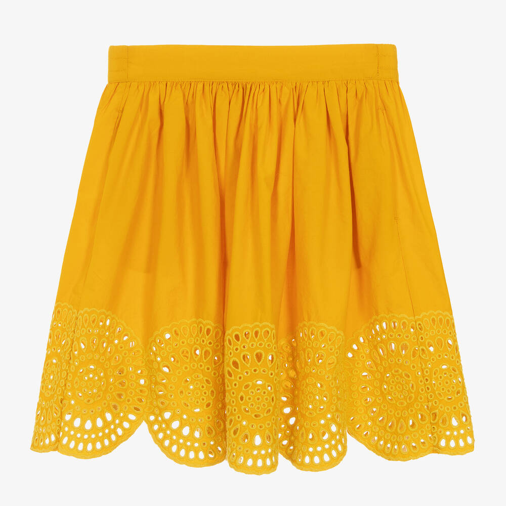 Stella McCartney Kids-Girls Yellow Cotton Sunflower Skirt | Childrensalon Outlet