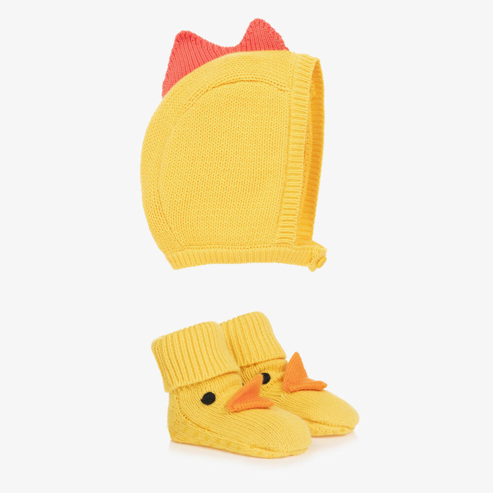 Stella McCartney Kids-Girls Yellow Duck Hat & Booties | Childrensalon Outlet
