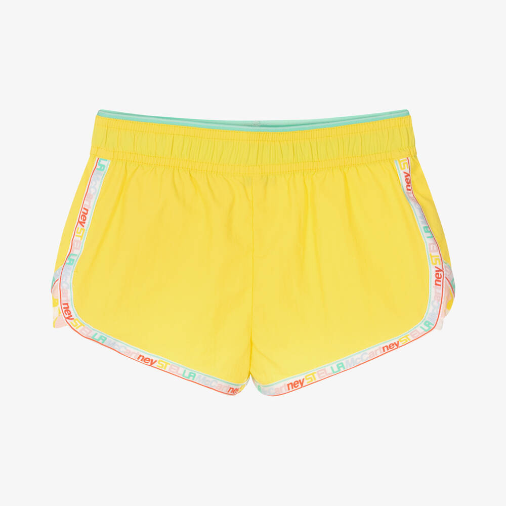 Stella McCartney Kids - Girls Yellow Logo Trim Shorts | Childrensalon