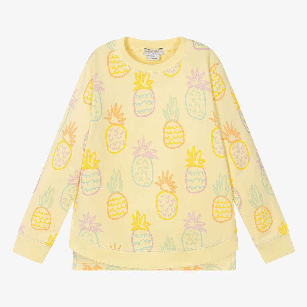Stella McCartney Kids-Girls Yellow Pineapple Cotton Sweatshirt | Childrensalon Outlet