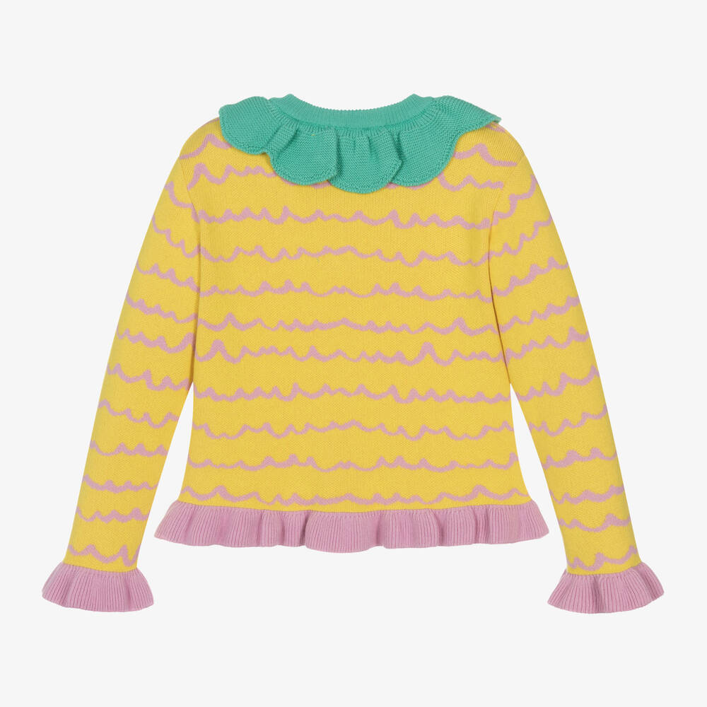 Stella McCartney Kids-Желтый вязаный кардиган для девочек | Childrensalon Outlet