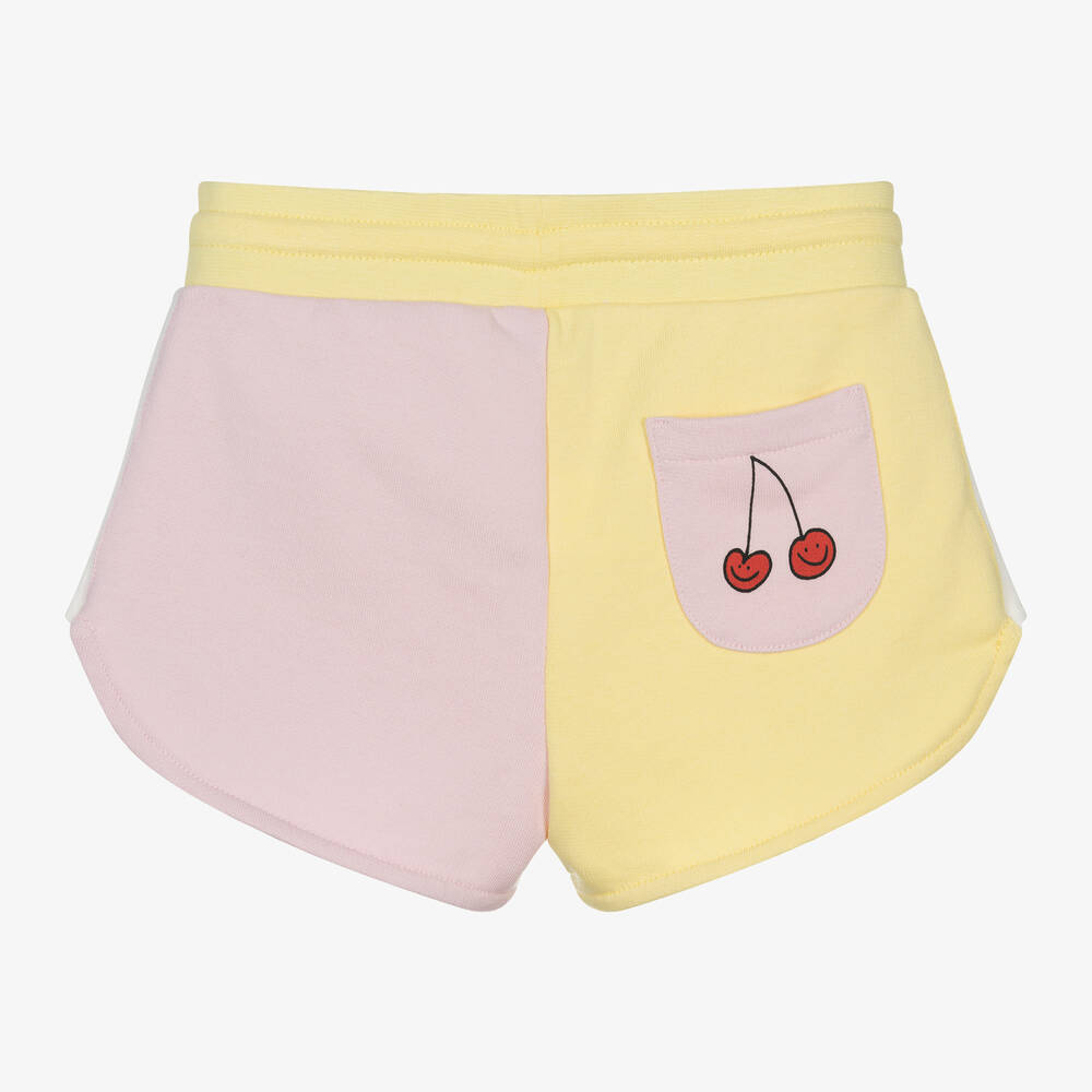 Stella McCartney Kids-شورت قطن عضوي لون أصفر وزهري فاتح للبنات | Childrensalon Outlet