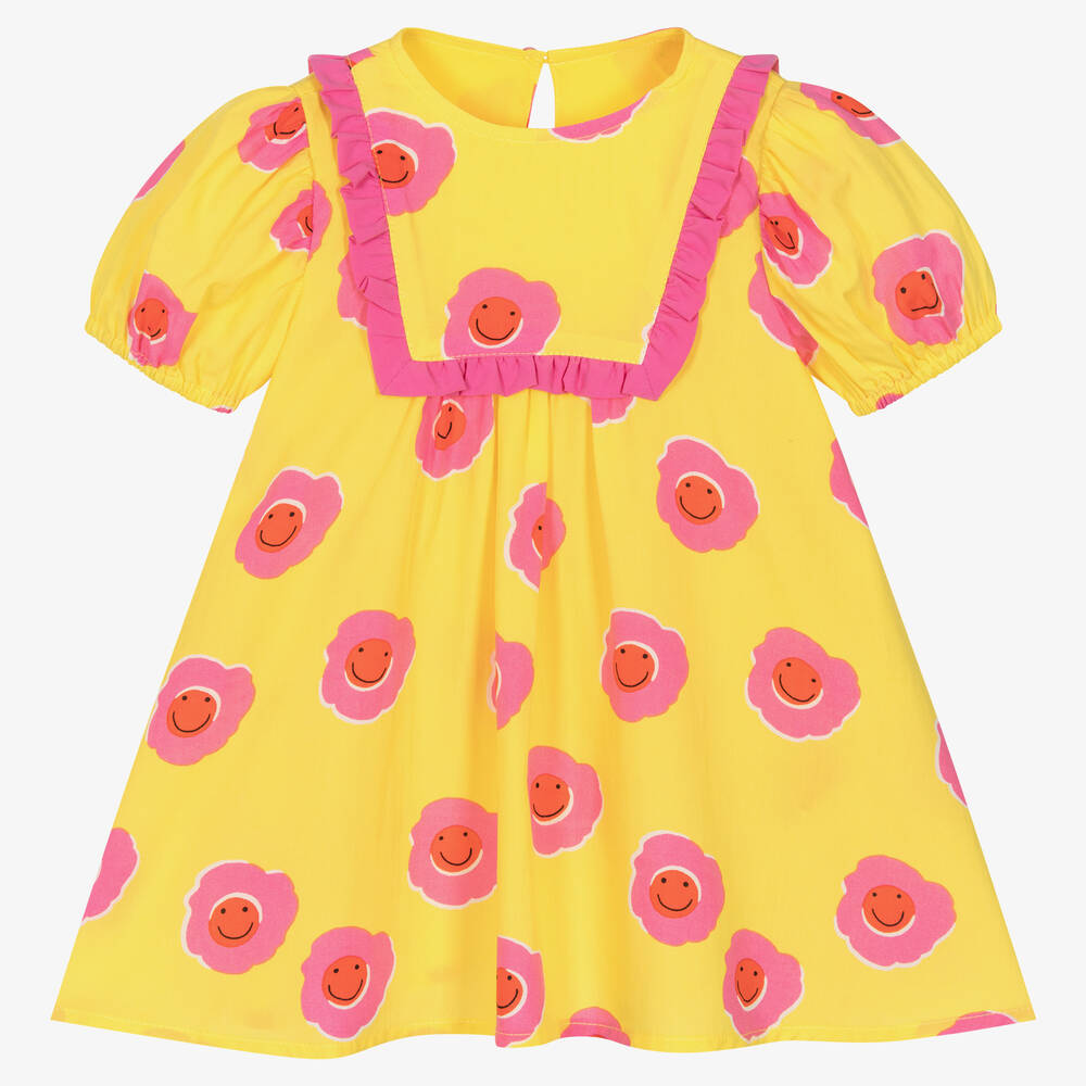 Stella McCartney Kids-Желтое платье с розовыми цветами | Childrensalon Outlet