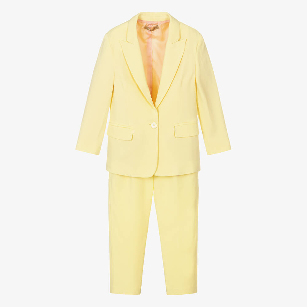 Tailleur jaune en viscose fille
