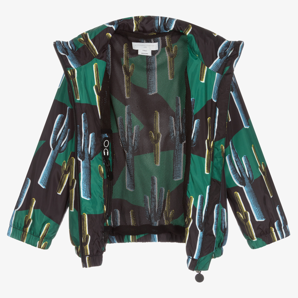 Stella McCartney Kids-Черно-зеленая куртка с кактусами | Childrensalon Outlet