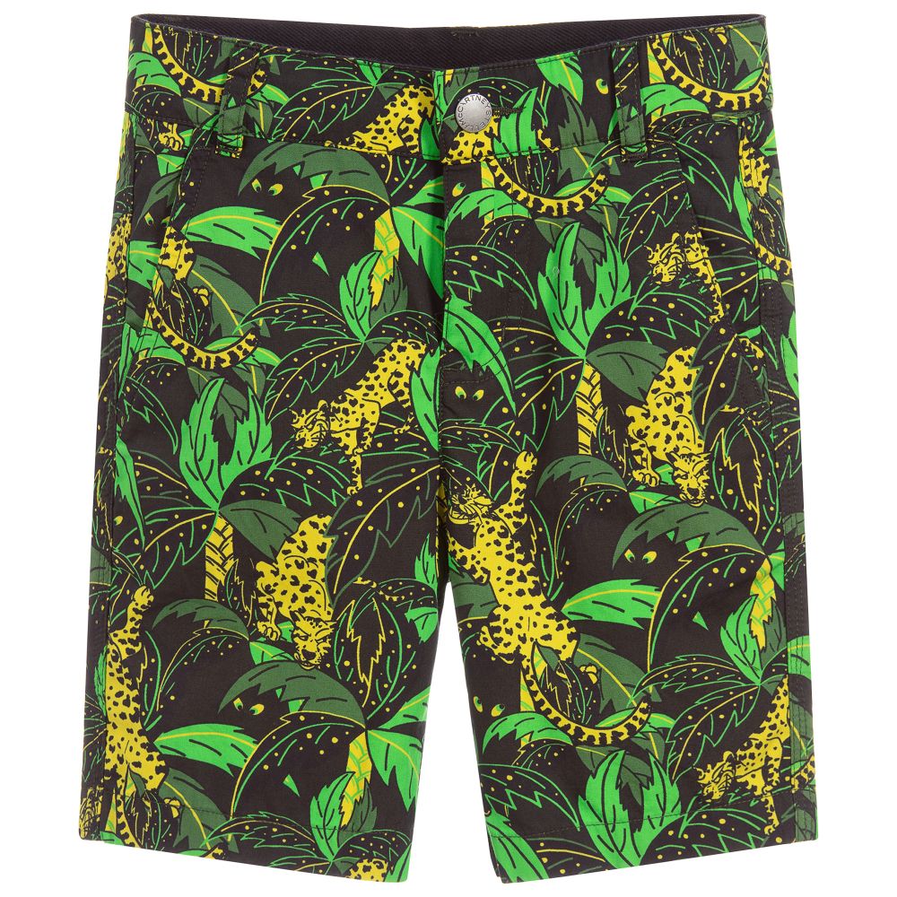 Stella McCartney Kids - Green & Black Cotton Shorts | Childrensalon